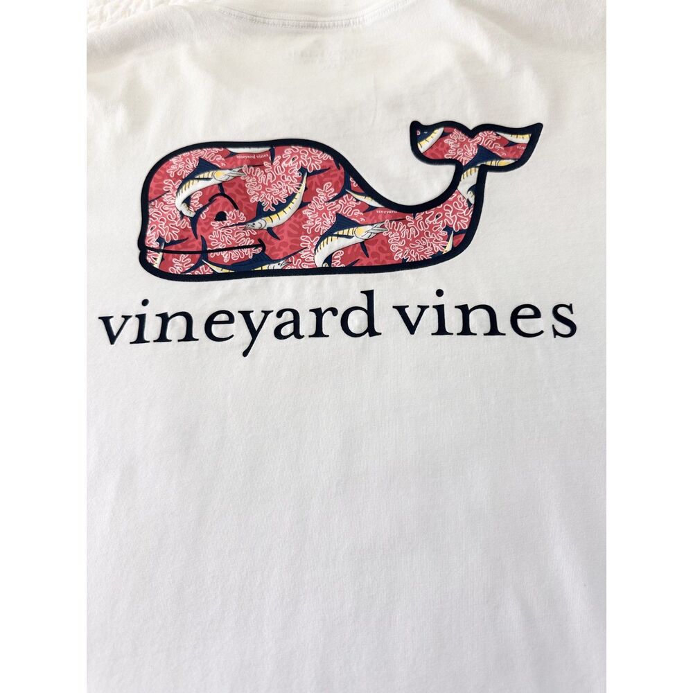 Vineyard Vines Pocket T Shirt Men’s XXL White Short Sleeve Whale Fish Logo Tee
